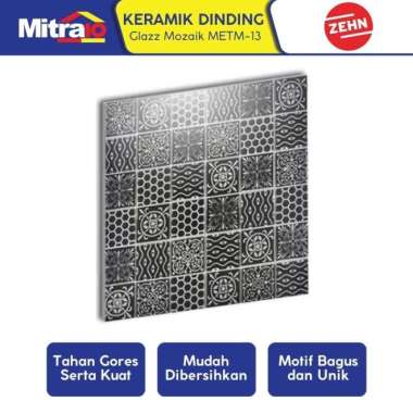 Zehn Keramik Dinding Dapur Glass Mozaik METM-13 30x30 Cm Putih-Hitam