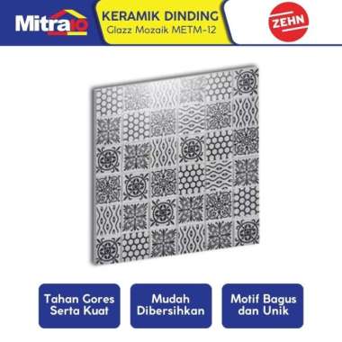 Zehn Keramik Dinding Dapur Glass Mozaik METM-12 30x30 Cm Putih-Hitam