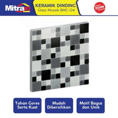 Zehn Keramik Dinding Dapur Glass Mozaik BMC-04 30x30 Cm Abu