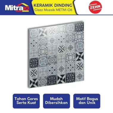 Zehn Keramik Dinding Dapur Glass Mozaik METM-06 30x30 Cm Putih-Abu