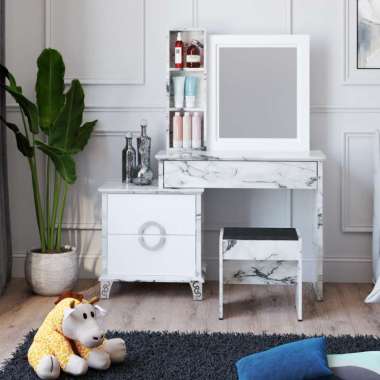 Astrobox Meja Rias / Meja Make Up / Meja Skincare / Dressing Table | MARBLE DT 101 Marbele