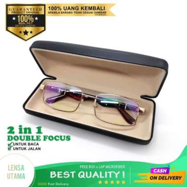 Kacamata PLUS 2 in 1, DOUBLE FOKUS, BISA untuk Baca dan Jalan /Kacamata Plus / Kacamata Rabun Dekat 