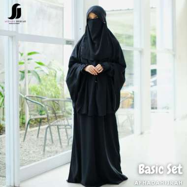 Afhadahijrah - Gamis set cadar syari basic L hitam