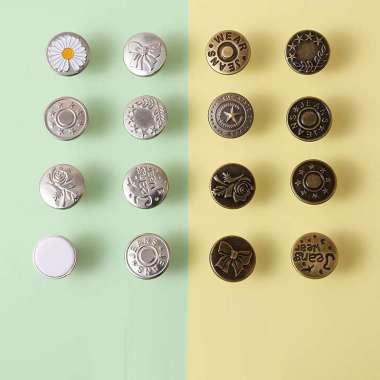 OEM ONE-P202 Kancing Celana Jeans Kancing Jepret Pinggang Adjustable / Kancing Motif Daisy Multifung