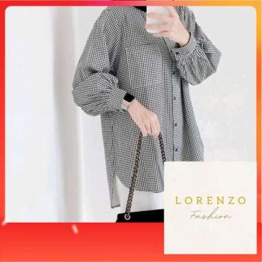 Kemeja Yura Korea Style Kemeja Wanita Lengan Panjang Baju Hijab Hitam