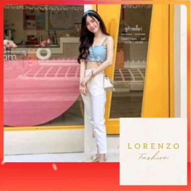 Tank Top Wanita Baby Doll Tank Top Crop Top Sexy Crop Top Wanita Biru Muda