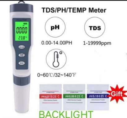 PH METER AIR, TDS METER AIR & TEMPERATUR AIR / KOLAM RENANG 3 IN 1 BACKLIGHT
