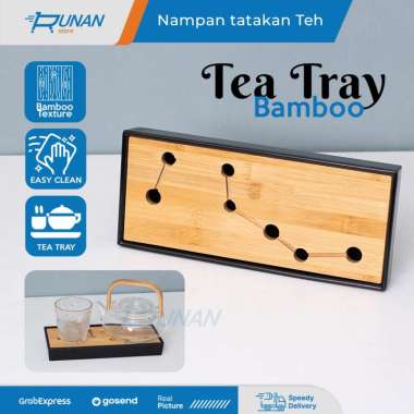 Tea Tray Bamboo - Nampan Baki Bambu Chinese Tea Tray Plastik Hitam