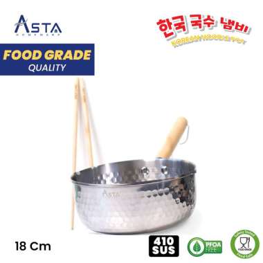 Asta Panci Mie Rebus Sauce Pan Noodle Pot Stainless 18 cm Free Sumpit Korea