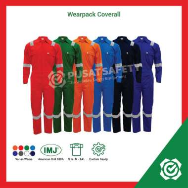 Wearpack Coverall Safety Baju Seragam Kerja Proyek IMJ Jumbo 2XL-6XL Biru Pertamina 5XL