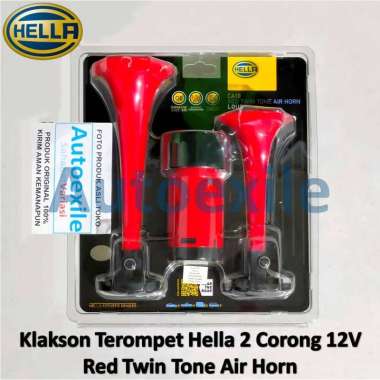 Hella Klakson 2 Terompet Angin Dinamo 12V Corong Trompet Air Horn Twin Tone Mobil