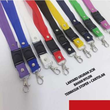 Lanyard / Tali ID Card Polos Ukuran 2cm bahan Nylon Stopper+Cantolan Ungu