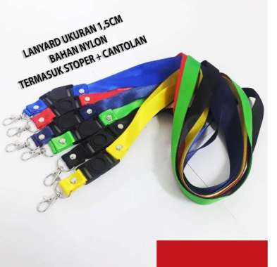 Lanyard/Tali ID Card Polos Ukuran 1.5cm bahan Nylon Stopper +Cantolan Ungu