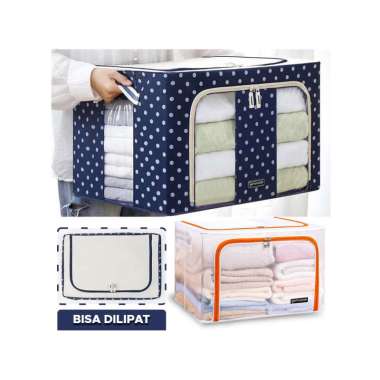Goto Resli Storage Box 66L Double Zipper Frame Baja Large Besar Multifungsi Transparant Orange