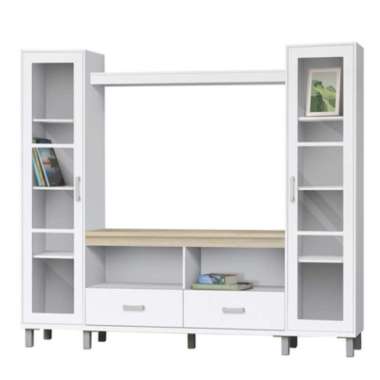 IDEA Furniture Rak TV Meja TV Pajangan Lemari Buffet Kayu Putih Modern Minimalis Maryland White Glos