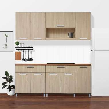 IDEA Furniture DENVER Kitchen Set Lemari Kabinet Dapur Kayu Modern Minimalis 2 Meter Coklat Muda Top