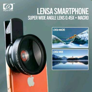 APEXEL Lensa Super Wide Angle Lens + Macro Smartphone Hitam
