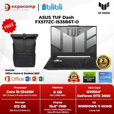 ASUS GAMING TUF Dash FX517ZC-I535B6T-O BLACK CORE i5-12450