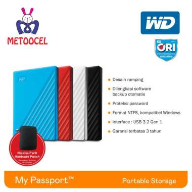 WD My Passport New 2TB Hardisk Eksternal 2.5" USB 3.0 HDD 1TB 2 TB 4TB 5TB SSD Memory Penyimpanan Da