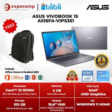 ASUS VIVOBOOK 15 A516FA-VIPS351 GREY CORE i3-10110
