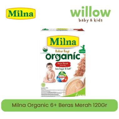 MILNA ORGANIC 6+ BERAS MERAH 120GRAM BUBUR BAYI