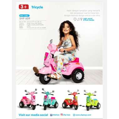 Scooter 609 - Mainan Sepeda Tiga Roda - Mainan Vespa Dorong - Mainan Scooter Duduk - GOSEND ONLY Uni