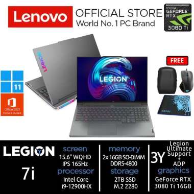 Lenovo Legion 7i 16IAX7 3WID Laptop Gaming [Core i9-12900HX/32GB/2TB SSD/RTX3080Ti 16GB/16"/Win 11 Home+OHS 2021] Storm Grey