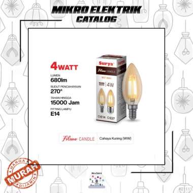 Lampu LED Filamen Surya Filum Candle SCF 35A2 4W E27 Warm White