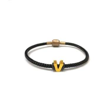 Gelang Tali Inisial Huruf V Balok Elegant Emas Asli