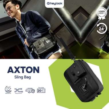 HEYLOOK Official - Clutch Bag Axton Tas Selempang Pria Terbaru Pouch Bag Waterproof BLACK
