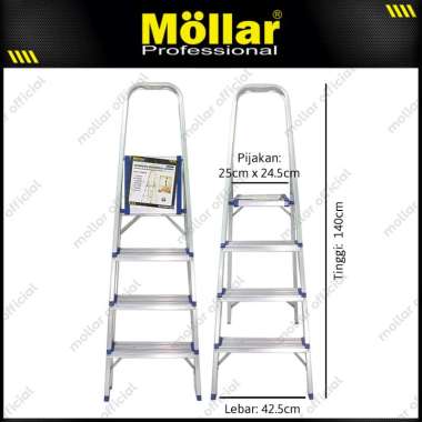 MOLLAR 91 Tangga Lipat Rumah 4 Step Aluminium Tingkat Household Ladder