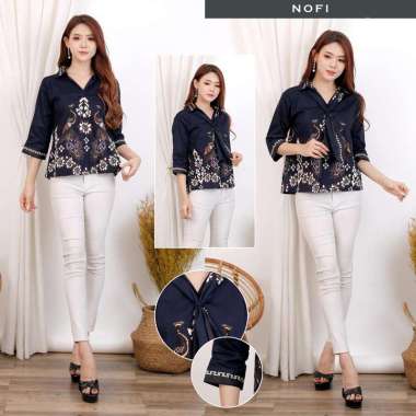 Evercloth Nofi Blouse Wanita Atasan Wanita Batik Couple Top Blouse Batik XXL