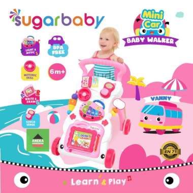 Sugar Baby Mini Car Push Walker (Baby Walker) Pink Vanny