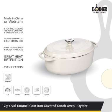 Lodge 7 Quart Oval Oyster Enameled Cast Iron Dutch Oven - EC7OD13
