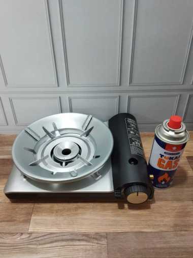 Paket Kompor Portable + Bracket Anti Angin + Gas Progas Slim