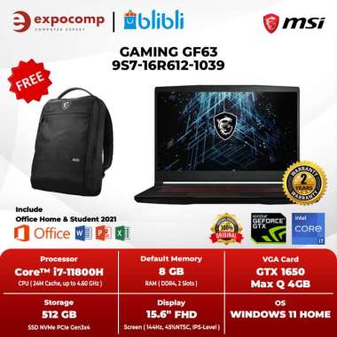 MSI GAMING GF63 9S7-16R612-1039 CORE i7-11800
