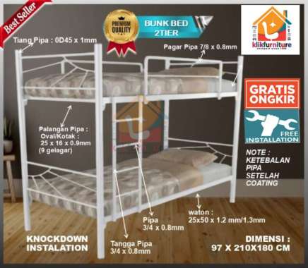 Ranjang Susun Besi Ranjang Tingkat Besi Bunkbed MANCHESTER