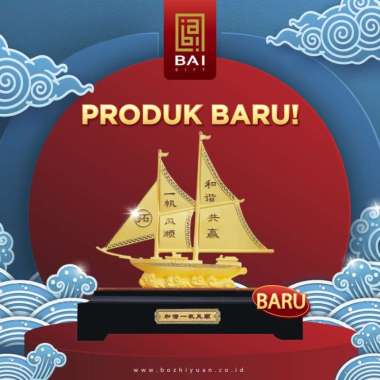 BAI GIFT Pajangan Kapal Layar Lapis Emas 24K Miniatur Kapal Layar Pajangan Perahu Layar