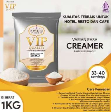 Krimer Bubuk VIP Creamer Powder Kualitas Premium 1 Kg Non Diary Bubuk Krimer Premium Creamer