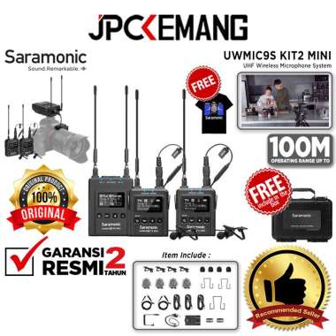 JPC KEMANG Saramonic UwMic9s Kit 2 Mini Wireless Mic UwMic 9s Kit2 Mini GARANSI RESMI Black