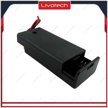 Tempat Baterai 2x AA Cover Saklar ON / OFF Seri Double Battery Holder