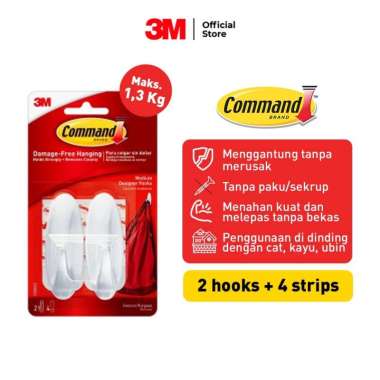 Command 3M Gantungan Medium Designer Hook dengan Perekat Kuat 17081ES