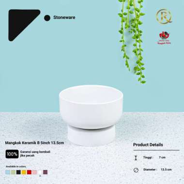 Mangkok Mangkuk Keramik B 5inch 13.5cm Polos, Mangkok Mie PUTIH