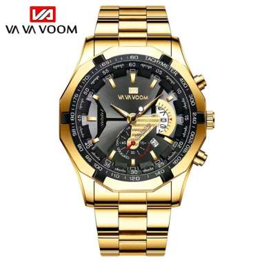 Jam tangan VAVA VOOM analog Pria Jam pria luxury steel anti karat tahan air va va voom 238 GOLD