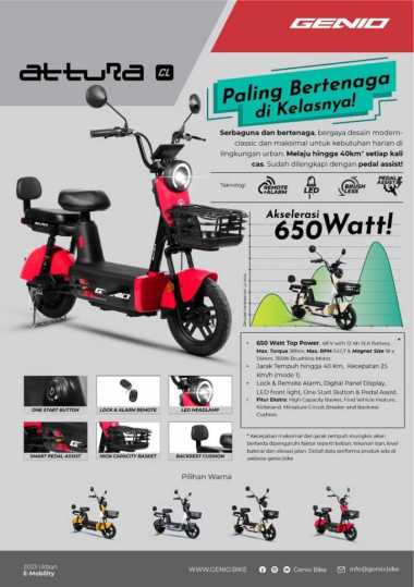 Sepeda Listrik Genio Attura NewModel merah