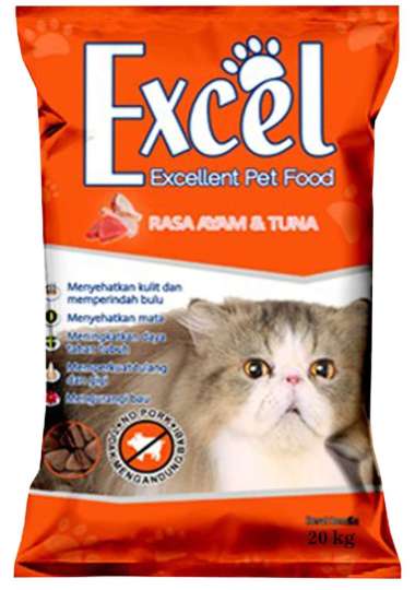 EXCEL 500gr Makanan Kucing anggora persia bentuk segitiga Rasa AYAM DAN TUNA excel orange Excel oren