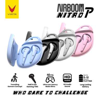 VYATTA AIRBOOM NITRO P TWS BLUETOOTH HEADSET EARPHONE GAMING 40MS FS Pink