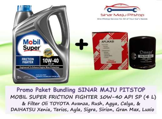 Mobil Super Friction Fighter Paket Bundling Oli [10W-40 API SP/ 4 L] & Filter Oli Daihatsu/ Gran Max