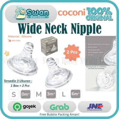 Coconi Wide-neck Nipple Replacement 2pcs / Dot Botol Susu S ( 0-3 Bulan )