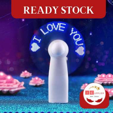 INCLUDE BATERAI!!! LED MINI FAN MERAH ISI PESAN I WANT YOU TO KNOW THAT I LOVE YOU ECLAT Love biru